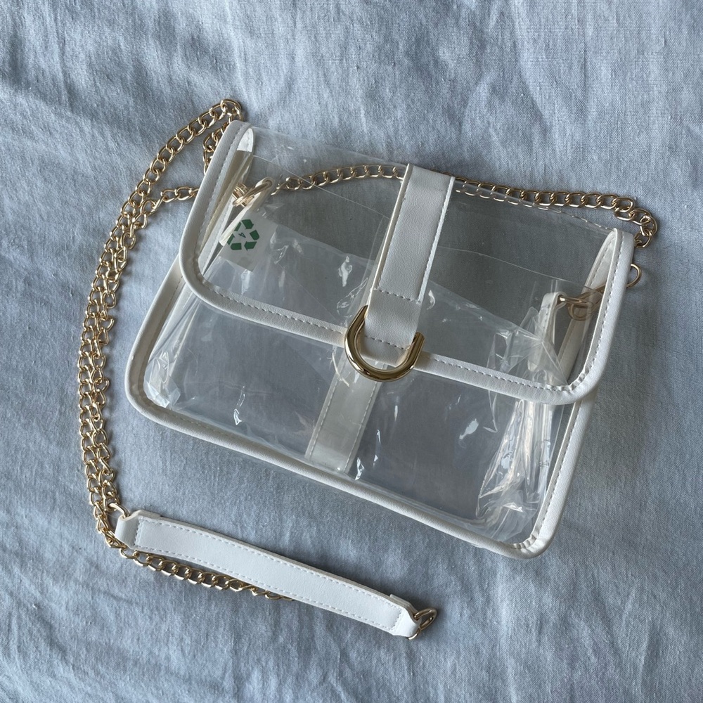 Transparent White and Gold Chain Bag